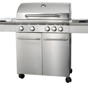 4-Burner Heavy Duty Gas BBQ Grill 13.65kW — Stainless Steel with Enamel Cooking Box & Side Burner | KYQ-F41ST-B
