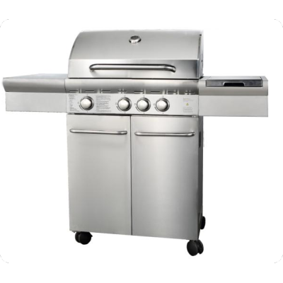 3-Burner Heavy Duty Gas BBQ Grill 13.65kW — Stainless Steel with Enamel Cooking Box & Side Burner | KYQ-F31ST-B