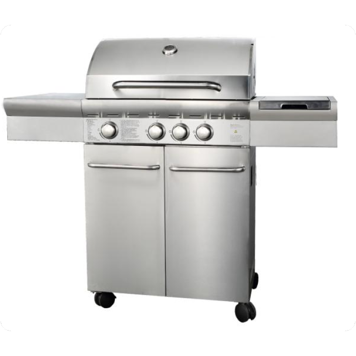 3-Burner Heavy Duty Gas BBQ Grill 13.65kW — Stainless Steel with Enamel Cooking Box & Side Burner | KYQ-F31ST-B