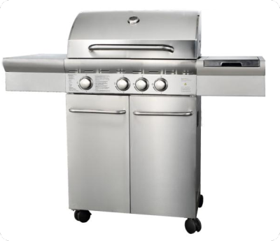 3-Burner Heavy Duty Gas BBQ Grill 13.65kW — Stainless Steel with Enamel Cooking Box & Side Burner | KYQ-F31ST-B