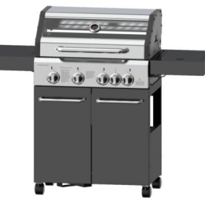 4-Burner Heavy Duty Gas BBQ Grill 17.15 kW — Stainless Steel with Enamel Cooking Box & Side Burner | KYQ-W41SG