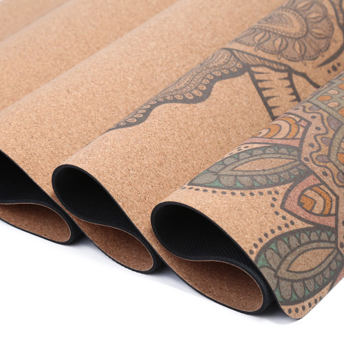 Premium Anti-Microbial Cork Yoga Mat Wholesale with Rubber Base