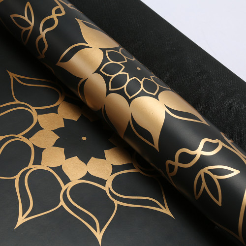 OEM Custom Logo Gold Foil Print PU Yoga Mat Private Label Bulk