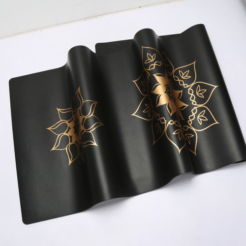 OEM Custom Logo Gold Foil Print PU Yoga Mat Private Label Bulk