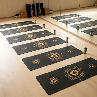 OEM Custom Logo Gold Foil Print PU Yoga Mat Private Label Bulk
