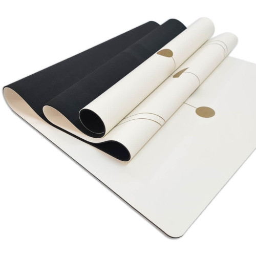Private Label Custom Gold Alignment Lines PU Natural Rubber Yoga Mat