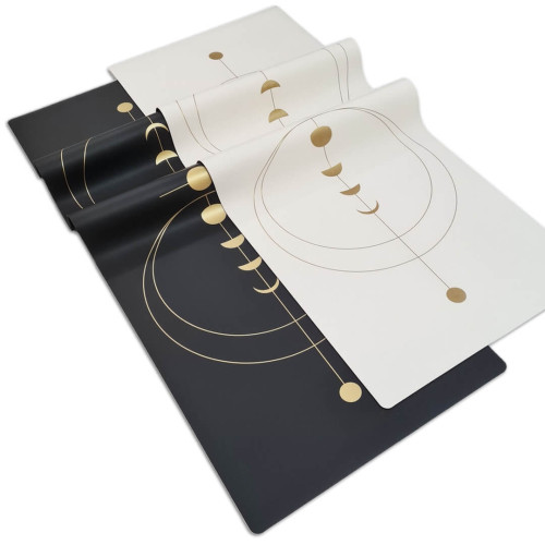 OEM Tailored Gold Screen Printed Pattern PU Rubber Yoga Mat Wholesale