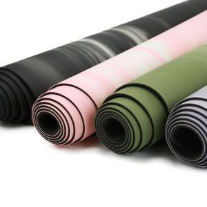 Custom Laser Aligned Two-Tone PU Natural Rubber Yoga Mat