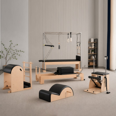 Wholesale Commercial Solid Oak Pilates 5-Piece Equipment Set Full Studio Bundle