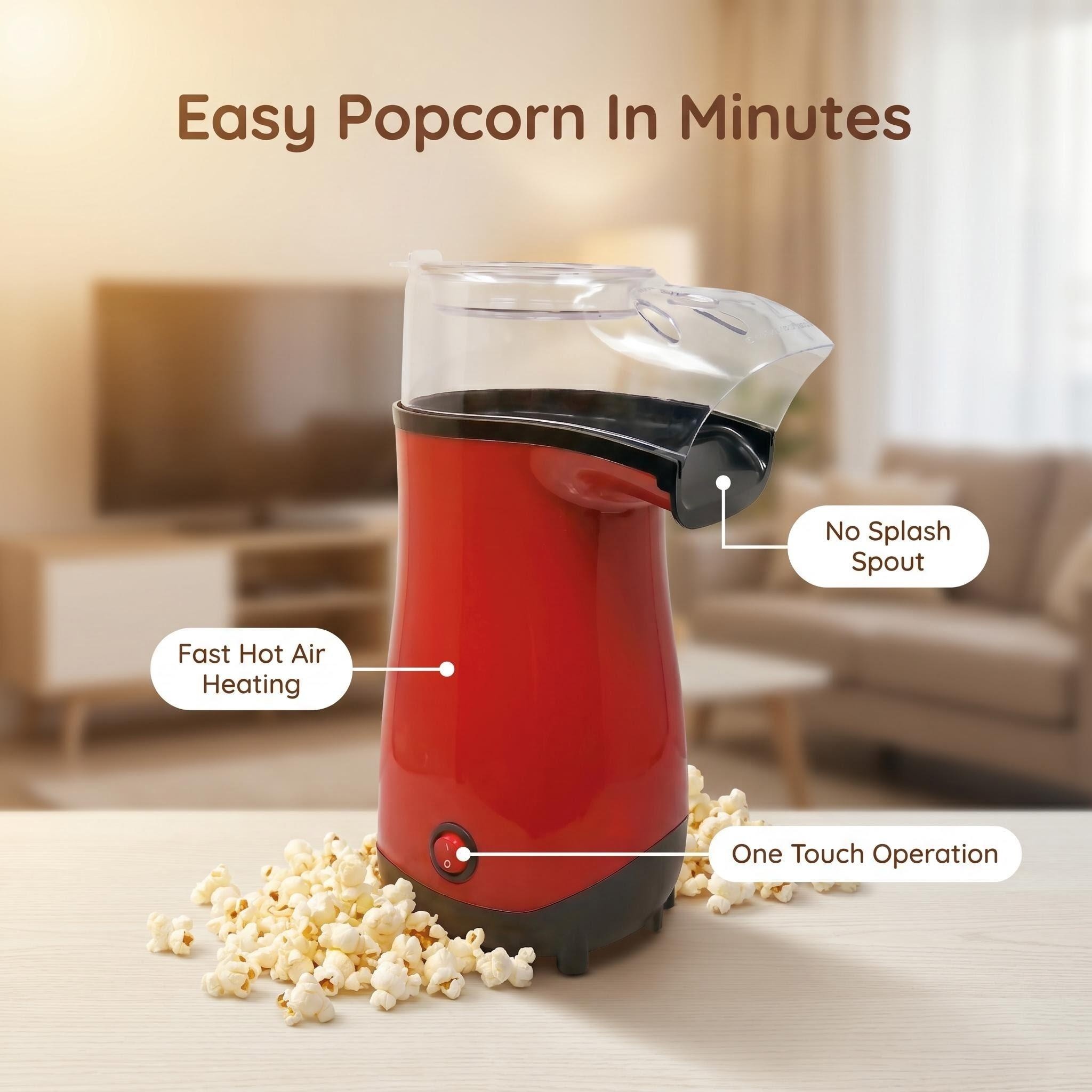 Experience the ultimate convenience with our One-Touch Operation. Simply add your kernels, flip the switch, and watch the magic happen. Equipped with an Anti-Splash Spout, it guides every popped kernel directly into your bowl, ensuring a mess-free countertop every time.