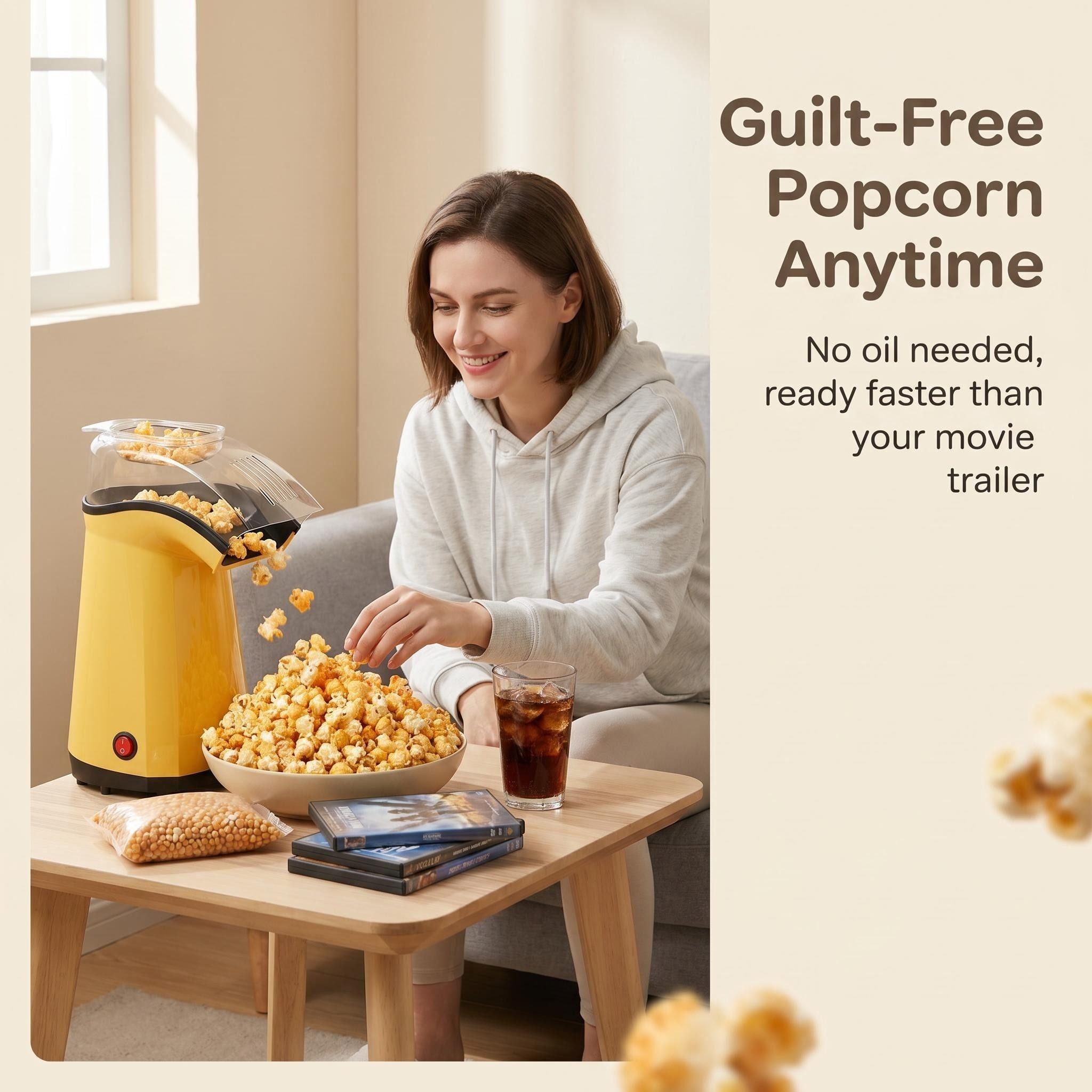 Zero Oil Needed: Powered by advanced hot air technology, enjoy crispy snacks that align perfectly with your sustainable and healthy lifestyle.  Faster Than a Trailer: Ready in a flash—faster than your movie trailer—ensuring you never miss a moment of the action.  Create Your Wow Moment: The vibrant yellow design brings energy to any space, turning simple snack times into warm family memories.