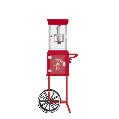 Kernee Weekend Getaway Popcorn Machine with Cart |10 Cups Fresh Theater Style Snacks | Durable Mobile Stand for Balcony & Deck Movie Parties