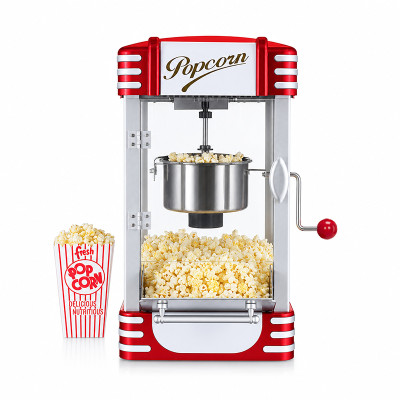 Kernee 2.5 Oz Kettle Popcorn Poper | Professional 10 Cups Output for Family Movie Nights & Home Cinema Decor | Retro red