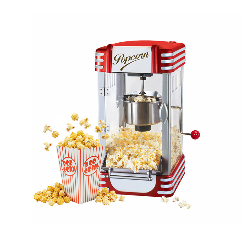  Kernee cart-style popcorn maker with fresh popcorn and popcorn serving boxes.