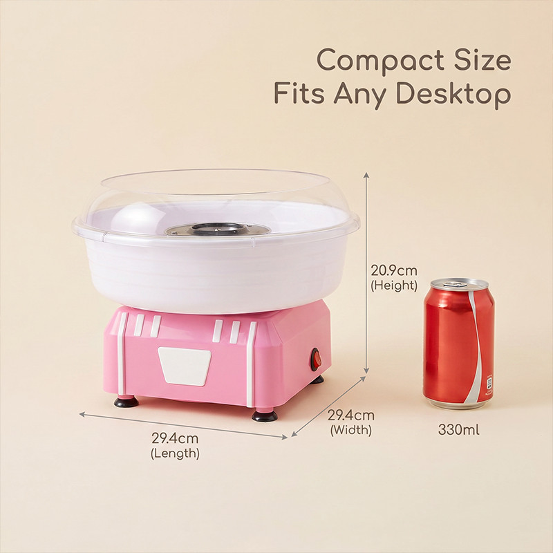 Side view dimension infographic of a compact Kernec countertop appliance placed next to a standard reference object for scale comparison.