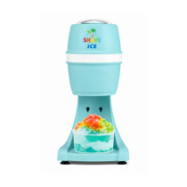 Snow Cone Shaved Ice Machine With Cart | Snow Cone Cart Makes 48 Icy Treats | Includes Plastic Scoop, Storage Compartment, Wheels for Easy Mobility | White and Blue