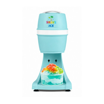 Snow Cone Shaved Ice Machine With Cart | Snow Cone Cart Makes 48 Icy Treats | Includes Plastic Scoop, Storage Compartment, Wheels for Easy Mobility | White and Blue