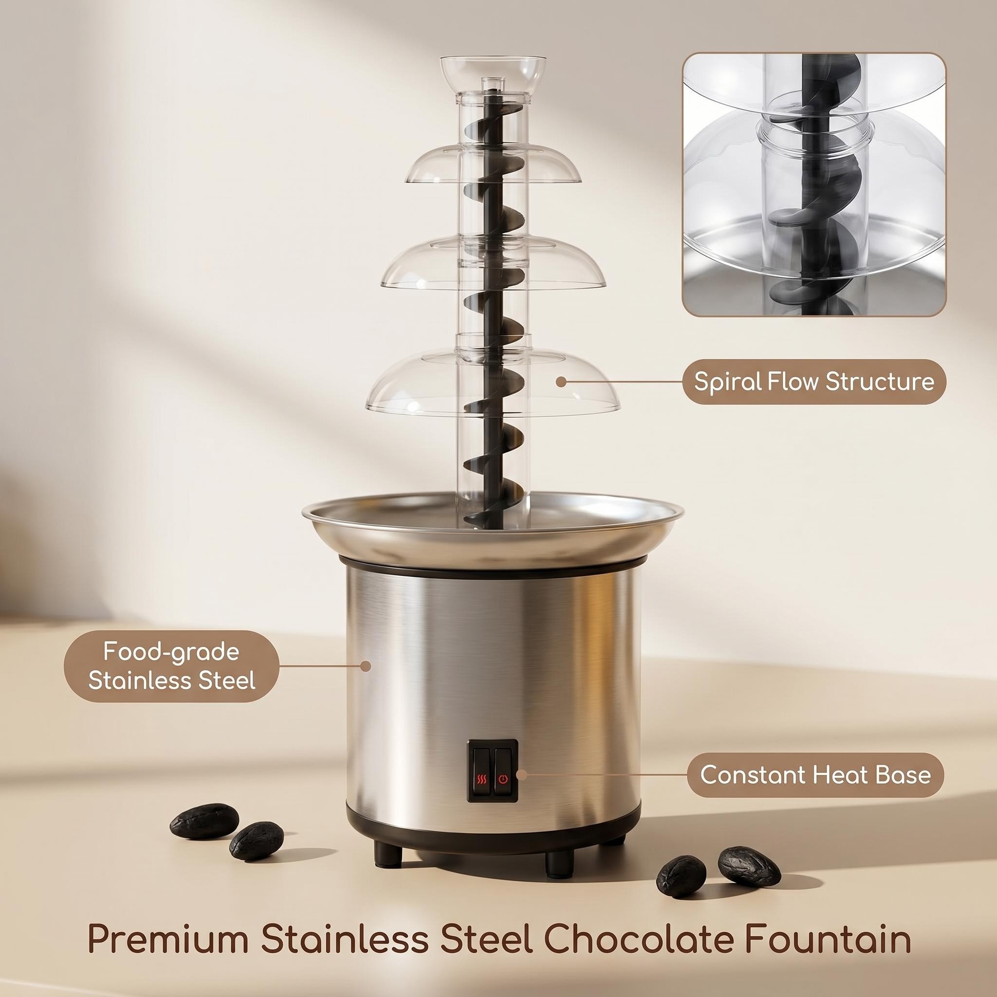 KERNEE Premium Retro Ice Shaver feature image showing easy clean finish precision directional ice outlet and vintage decorative stripes.