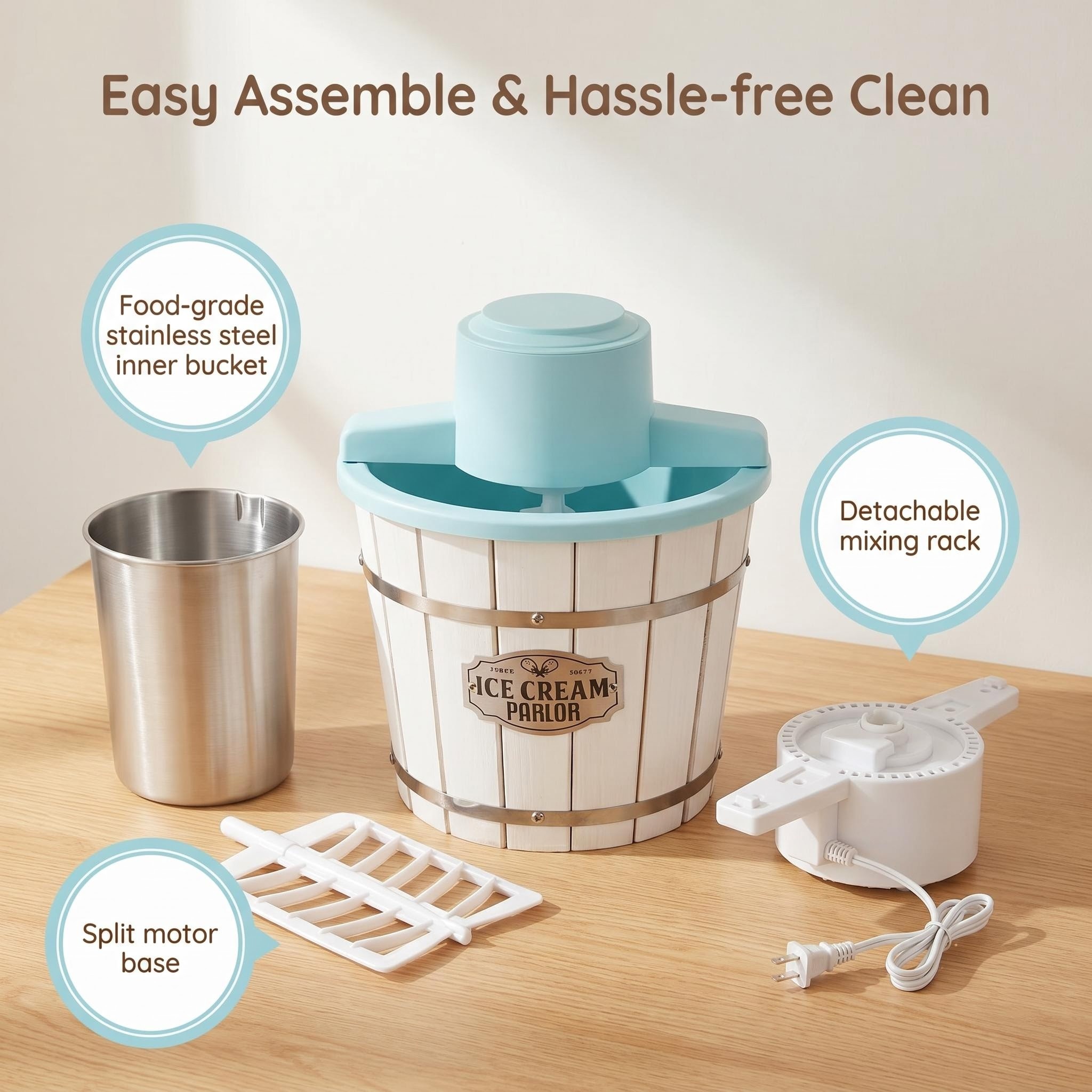 KERNEE red countertop ice shaver used in a home kitchen for summer shaved ice family treats and seasonal retail markets.