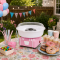 Kernee Compact Cotton Candy Maker | Stylish Pink Countertop Candy Maker with Suction Cup Feet for Stability, Includes 2 Cones & Measuring Scoop | Pink