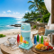 Snow Cone Shaved Ice Machine With Cart | Snow Cone Cart Makes 48 Icy Treats | Includes Plastic Scoop, Storage Compartment, Wheels for Easy Mobility | White and Blue