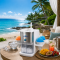 Snow Pro Electric Snow Cone Machine with 64 oz Capacity | with 4 Reusable Cones, Side Shelves & Ice Scoop | Snow Cone Machine for Family Treats & Refreshing Desserts | White