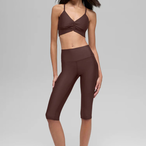 Customizable Ruched V-Neck Yoga Bra for Women - OEM/ODM, Removable Pads, Soft Fabric for Yoga & Pilates