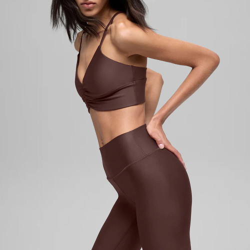 Customizable Ruched V-Neck Yoga Bra for Women - OEM/ODM, Removable Pads, Soft Fabric for Yoga & Pilates