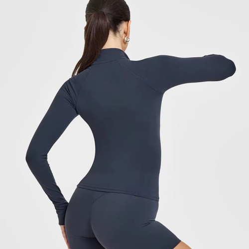 Custom Full-Zip Yoga Jacket - Slim Fit Workout Jacket with Thumb Holes & Zipper Pockets