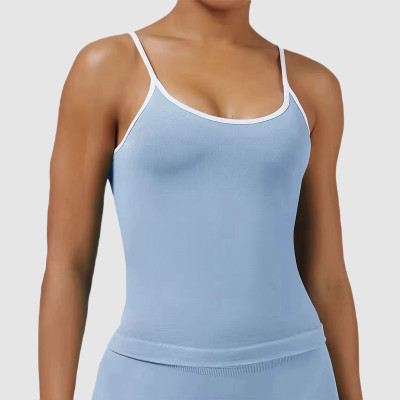 Custom Contrast Trim Yoga Tank Top | Built-in Support Workout Tank for Women