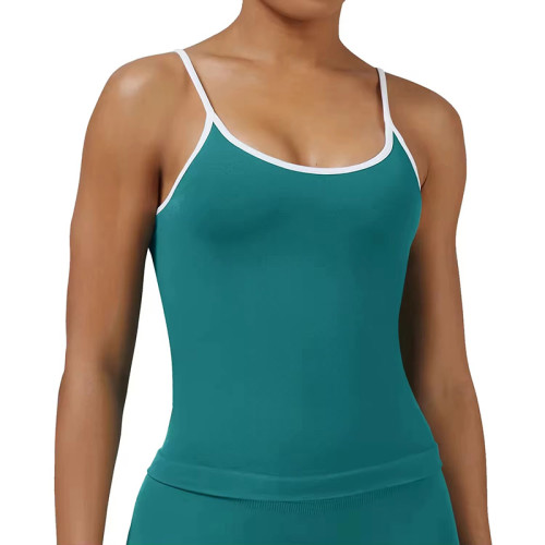 Custom Contrast Trim Yoga Tank Top | Built-in Support Workout Tank for Women