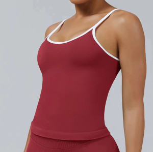 Custom Contrast Trim Yoga Tank Top | Built-in Support Workout Tank for Women