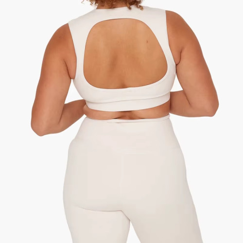 Custom Open Back Yoga Crop Top | High Neck Sleeveless Workout Top for Women