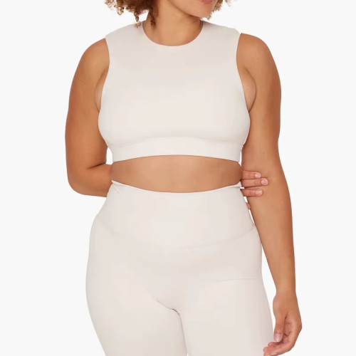 Custom Open Back Yoga Crop Top | High Neck Sleeveless Workout Top for Women