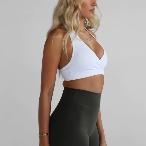 Custom Halter Wrap Yoga Set - Sports Bra & High Waist Shorts for Women