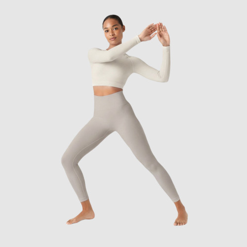 Limited Recycled Fabric Yoga Set - Long Sleeve Crop Top & High Waist Leggings Sustainable
