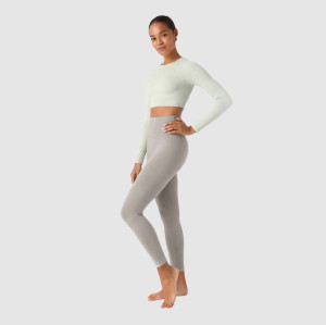 Limited Recycled Fabric Yoga Set - Long Sleeve Crop Top & High Waist Leggings Sustainable