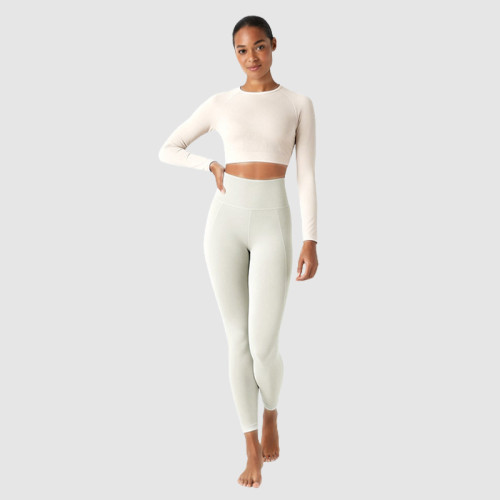 Limited Recycled Fabric Yoga Set - Long Sleeve Crop Top & High Waist Leggings Sustainable