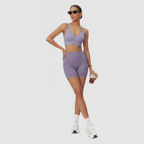 Limited Recycled Fabric Yoga Short Set - Ribbed Tank & Biker Shorts Sustainable Activewear