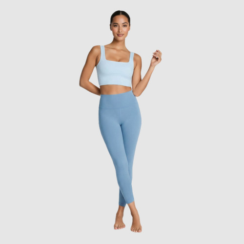 Limited Recycled Fabric Yoga Set - Square Neck Crop Top & High Waist Leggings Sustainable