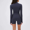 Custom Women's Zip Up Gym Jacket | Long Sleeve High Neck Stretchy Slim Fit Workout Top