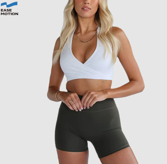 Custom Halter Wrap Yoga Set - Sports Bra & High Waist Shorts for Women