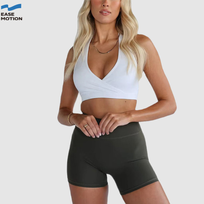 Custom Halter Wrap Yoga Set - Sports Bra & High Waist Shorts for Women