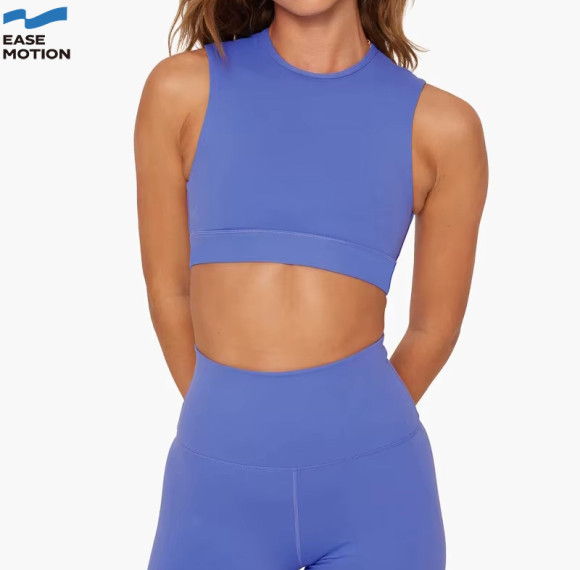 Custom Open Back Yoga Crop Top | High Neck Sleeveless Workout Top for Women