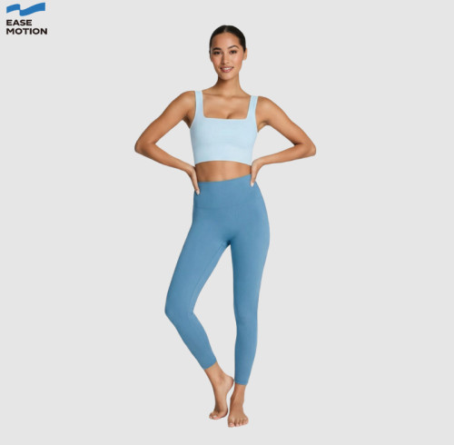 Limited Recycled Fabric Yoga Set - Square Neck Crop Top & High Waist Leggings Sustainable