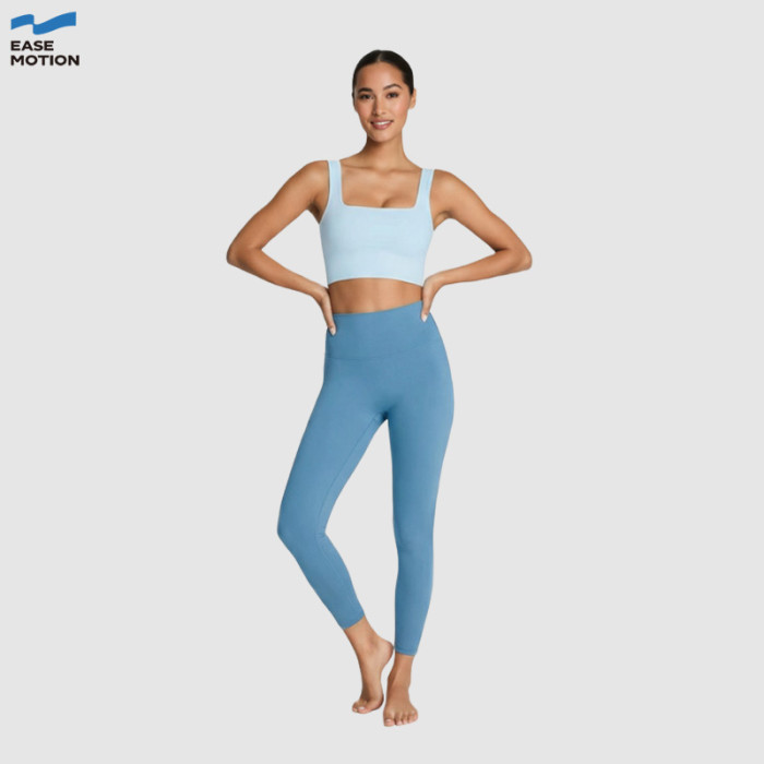 Limited Recycled Fabric Yoga Set - Square Neck Crop Top & High Waist Leggings Sustainable