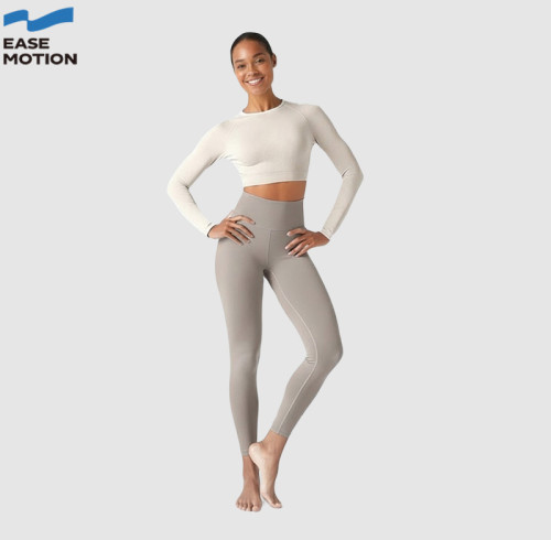 Limited Recycled Fabric Yoga Set - Long Sleeve Crop Top & High Waist Leggings Sustainable