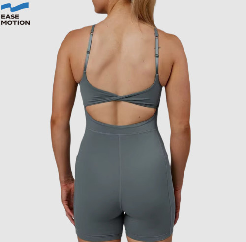 Custom Women's 4-Way Stretch Workout Jumpsuit | Breathable Quick Dry Cut Out Design