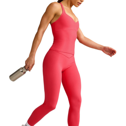 Custom T-Back Yoga Vest with Built-in Bra | OEM/ODM Activewear