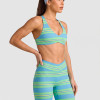 Custom Striped Cross Back Yoga Bra | OEM/ODM Activewear